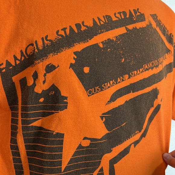 Famous Stars and Straps Shirt Men Medium Orange Graphic Short Sleeve Tee Casual - Picture 8 of 12